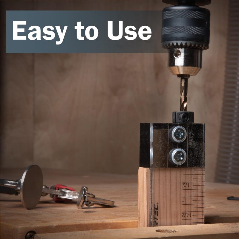 POWERTEC Dowel Jig Kit, Doweling Jig Kit 3/8", Dowel Jigs Woodworking, Laser Cut Witness Mark, with Depth Scale, Drill Guide Dowels, Cobalt M-35 Drill Bit & Split Ring Stop Collar 71716-P2 - Image 5